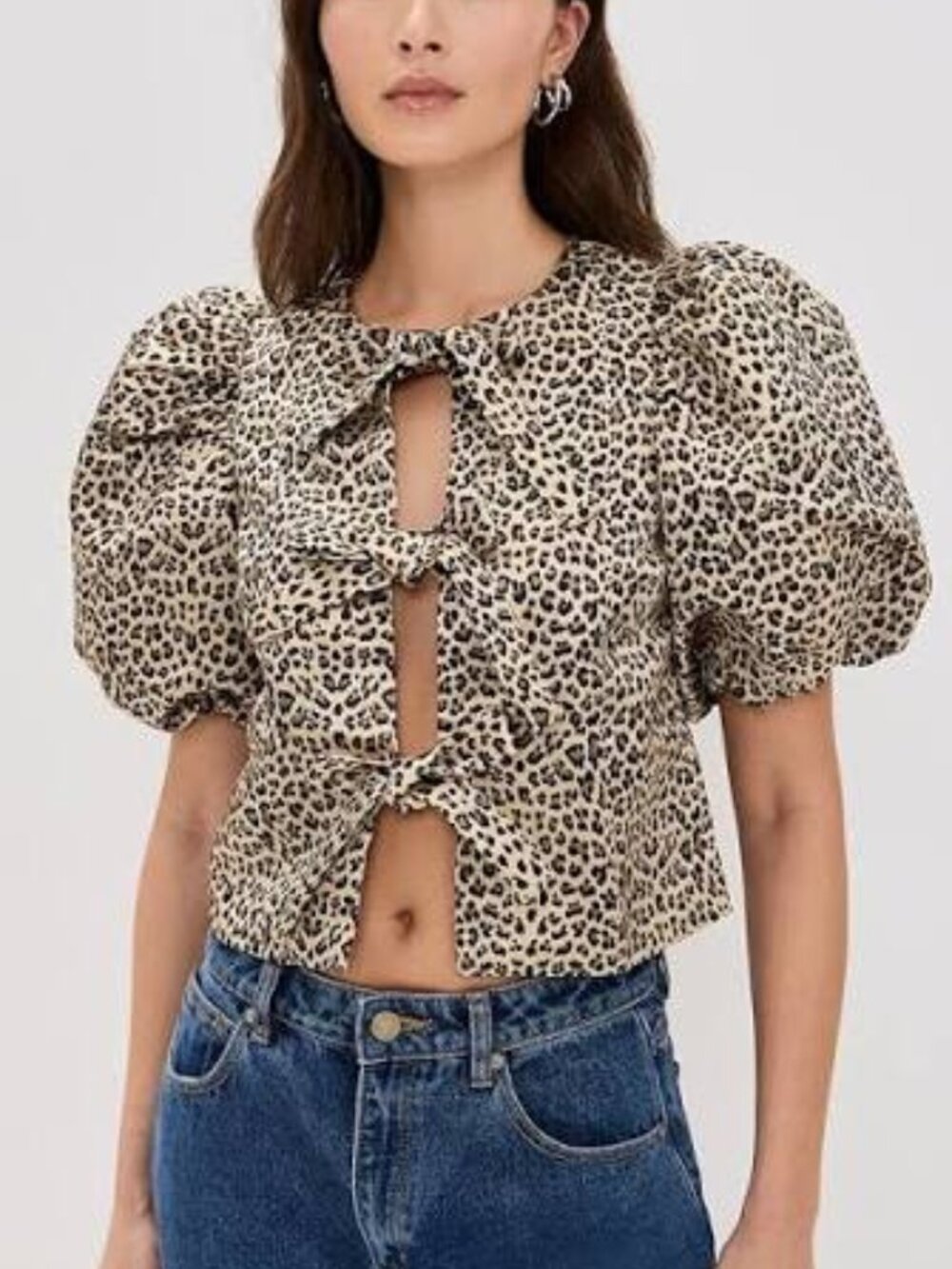 English Factory Women’s Detailed Sleeve Top / Blouse Leopard Print